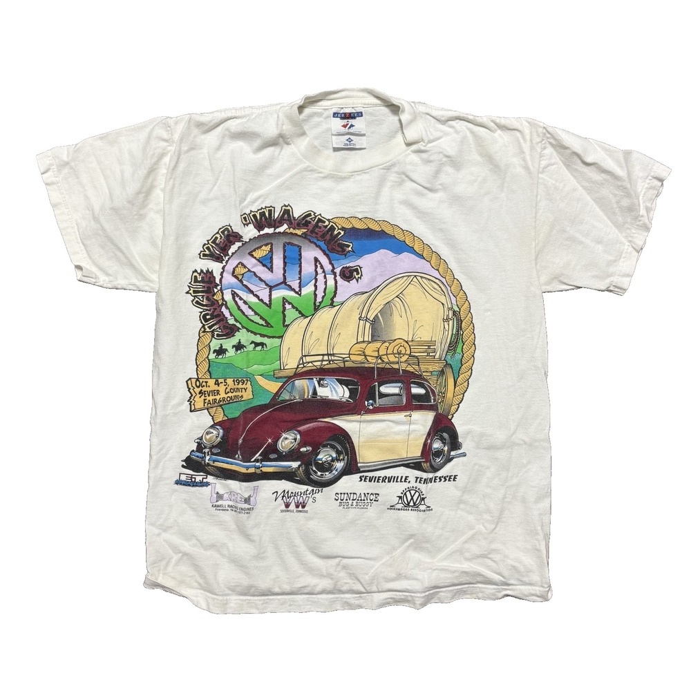 Vintage VW Volkswagen Beetle Graphic Jerzees T Shirt Men's Size Medium White